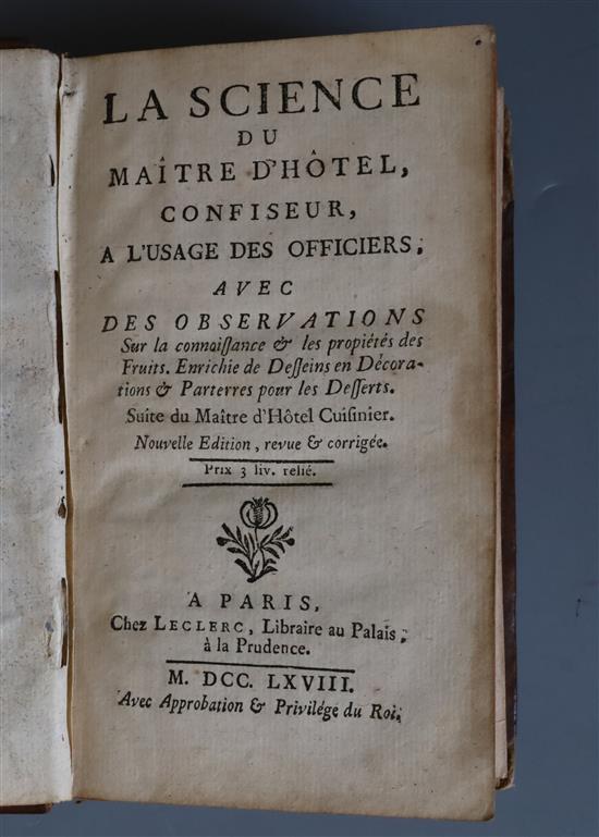 Menon - La Science du Maitre dHotel, Confiseur, a LUsage des Officier, 8vo, calf,